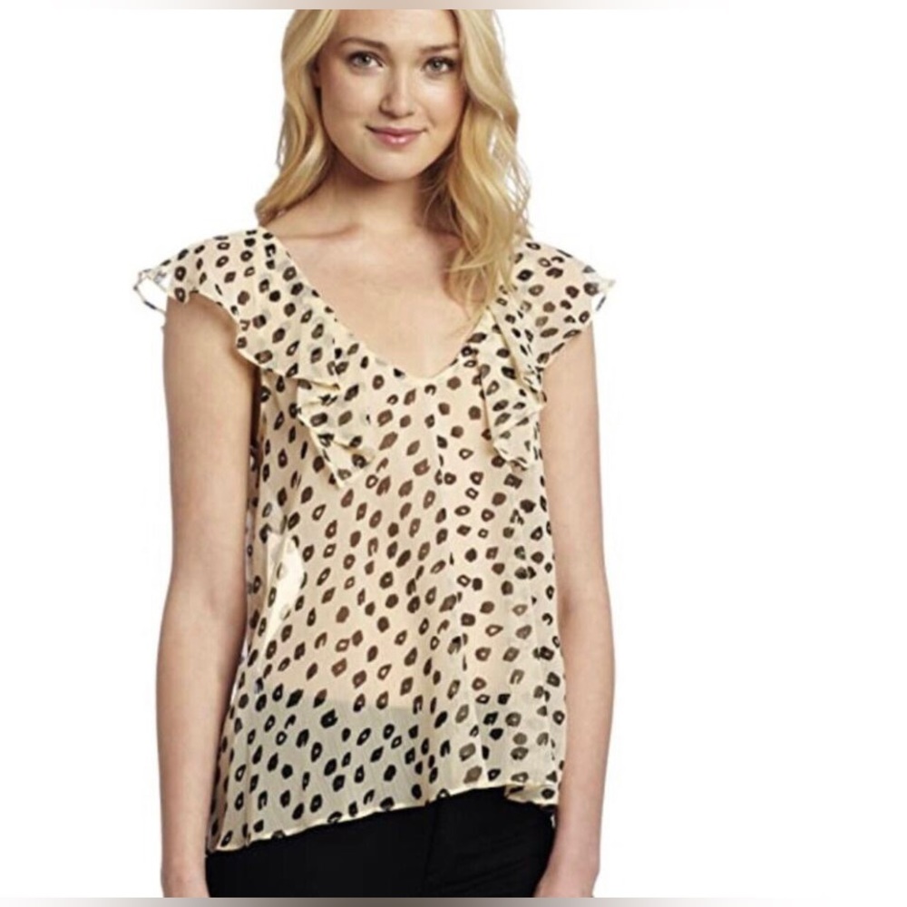 Bcbgeneration Xs Leopard Print Ruffle Blouse - image 1